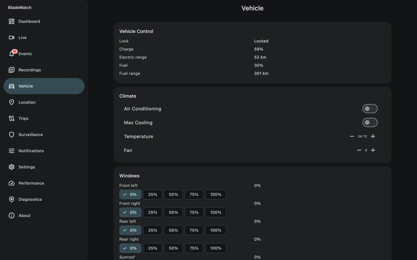 BladeWatch companion app remote vehicle control for a BYD car