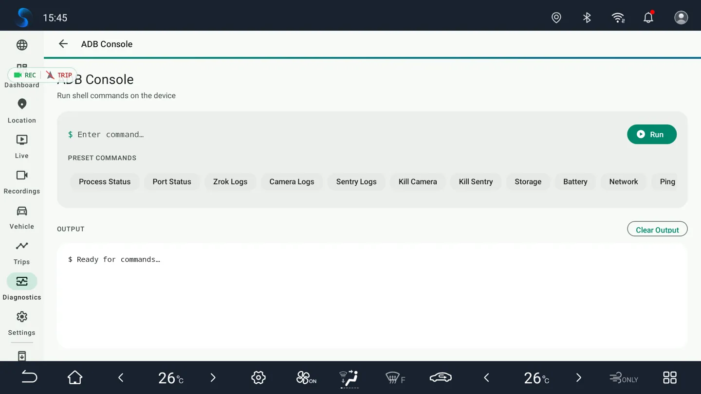 BladeWatch built-in ADB shell console on a BYD DiLink v3 head unit