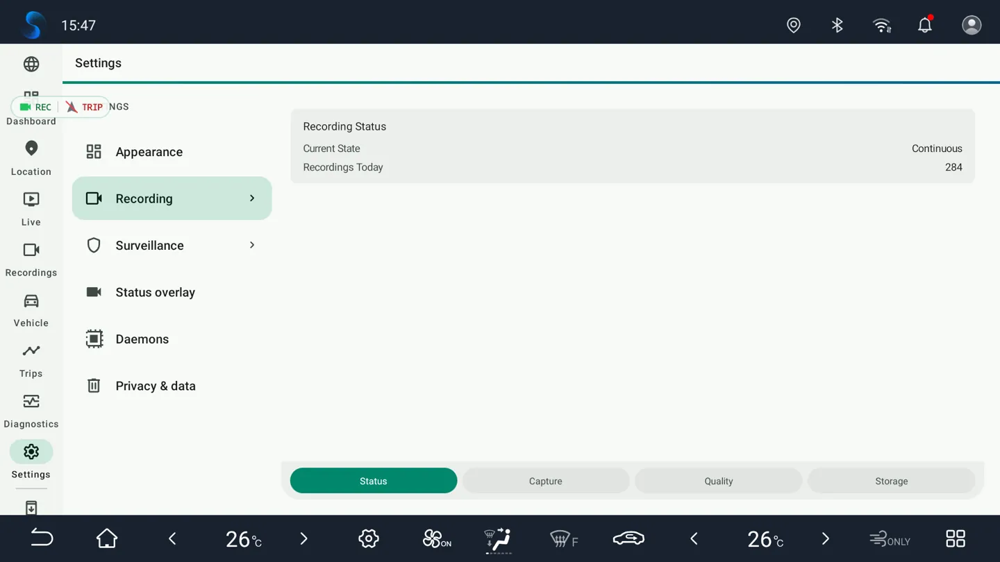 BladeWatch surveillance and sentry mode settings on a BYD head unit