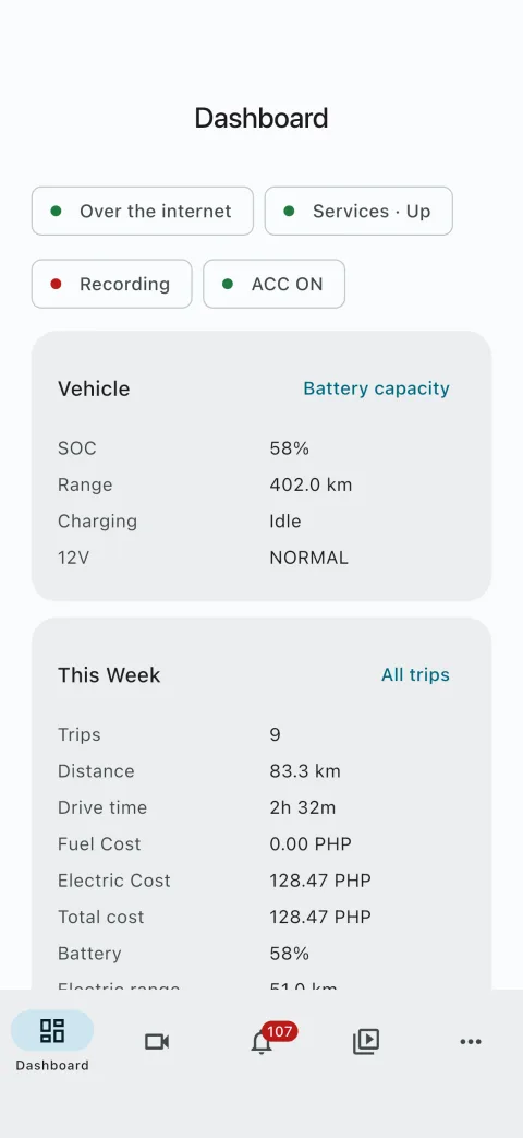 BladeWatch companion app dashboard on an iPhone