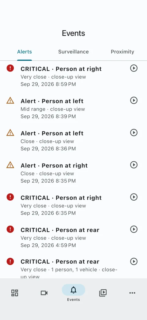 BladeWatch companion app surveillance alerts on an iPhone