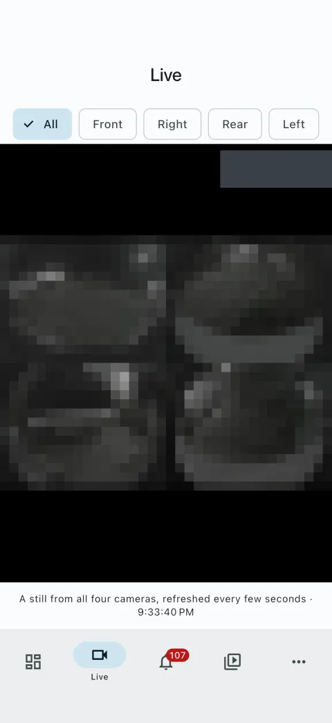 BladeWatch companion app live camera view on an iPhone