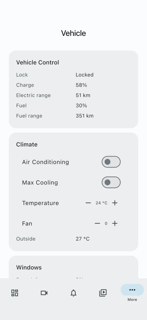 BladeWatch companion app vehicle control on an iPhone