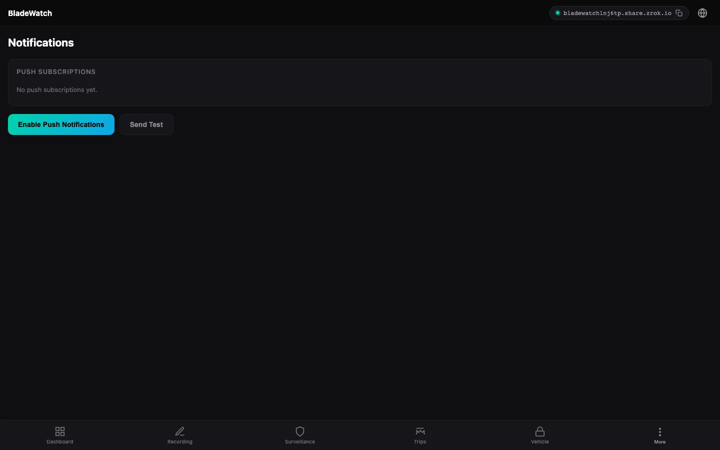 BladeWatch web push notification settings for BYD surveillance alerts